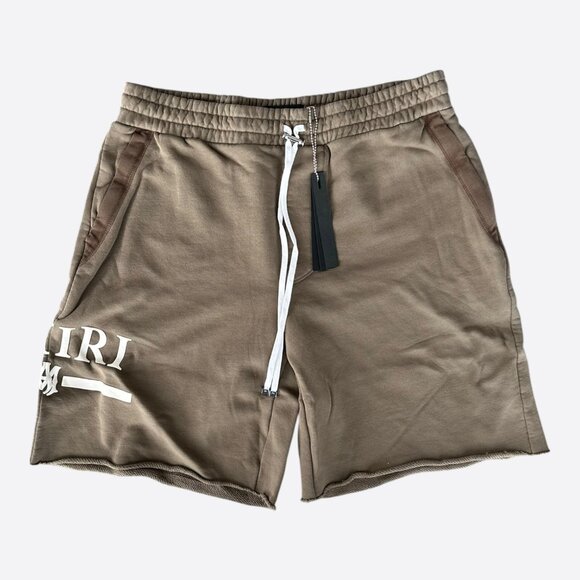 Amiri Brown & White MA Bar Logo Shorts - Picture 1 of 5